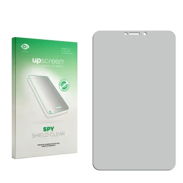Face avant d’un emballage produit avec le logo de la marque upscreen. À côté se trouve la protection d’écran correspondante.