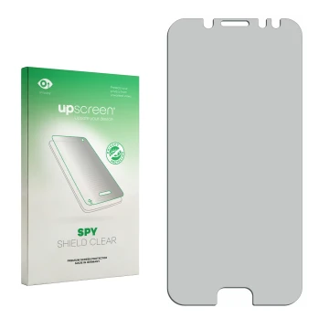 Face avant d’un emballage produit avec le logo de la marque upscreen. À côté se trouve la protection d’écran correspondante.