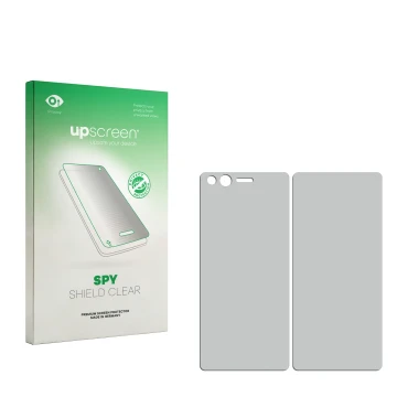 Face avant d’un emballage produit avec le logo de la marque upscreen. À côté se trouve la protection d’écran correspondante.