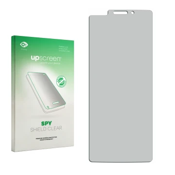 Face avant d’un emballage produit avec le logo de la marque upscreen. À côté se trouve la protection d’écran correspondante.