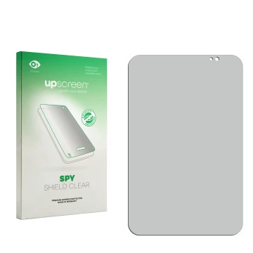 Face avant d’un emballage produit avec le logo de la marque upscreen. À côté se trouve la protection d’écran correspondante.