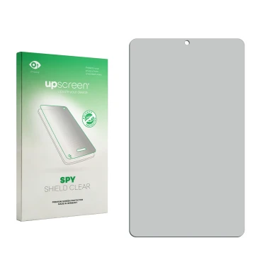Face avant d’un emballage produit avec le logo de la marque upscreen. À côté se trouve la protection d’écran correspondante.