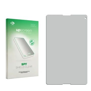 Face avant d’un emballage produit avec le logo de la marque upscreen. À côté se trouve la protection d’écran correspondante.