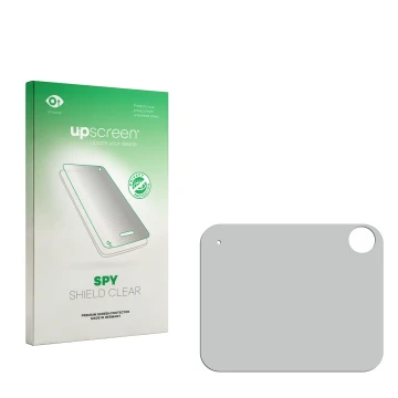 Face avant d’un emballage produit avec le logo de la marque upscreen. À côté se trouve la protection d’écran correspondante.