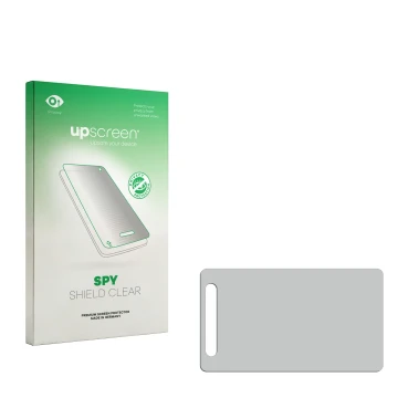 Face avant d’un emballage produit avec le logo de la marque upscreen. À côté se trouve la protection d’écran correspondante.