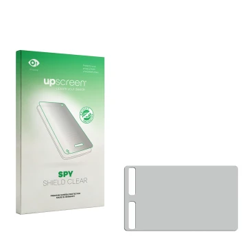 Face avant d’un emballage produit avec le logo de la marque upscreen. À côté se trouve la protection d’écran correspondante.