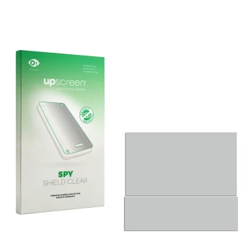 Face avant d’un emballage produit avec le logo de la marque upscreen. À côté se trouve la protection d’écran correspondante.
