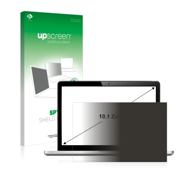 Face avant d’un emballage produit avec le logo de la marque upscreen. À côté, l’appareil est représenté avec la protection d’é