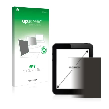 Face avant d’un emballage produit avec le logo de la marque upscreen. À côté, l’appareil est représenté avec la protection d’é