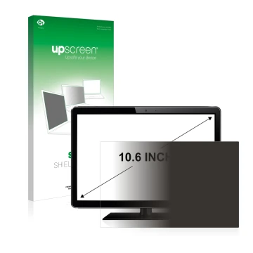 Face avant d’un emballage produit avec le logo de la marque upscreen. À côté, l’appareil est représenté avec la protection d’é