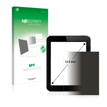 Face avant d’un emballage produit avec le logo de la marque upscreen. À côté, l’appareil est représenté avec la protection d’é