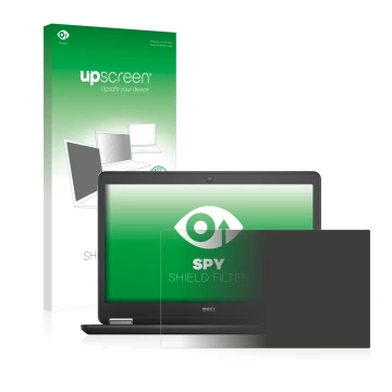 Face avant d’un emballage produit avec le logo de la marque upscreen. À côté, l’appareil Dell Latitude 14 E7450 Non-Touch est 