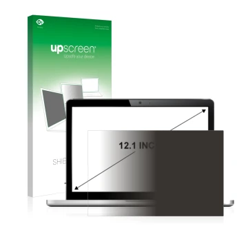 Face avant d’un emballage produit avec le logo de la marque upscreen. À côté, l’appareil est représenté avec la protection d’é