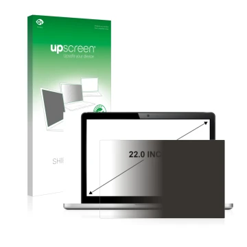Face avant d’un emballage produit avec le logo de la marque upscreen. À côté, l’appareil est représenté avec la protection d’é