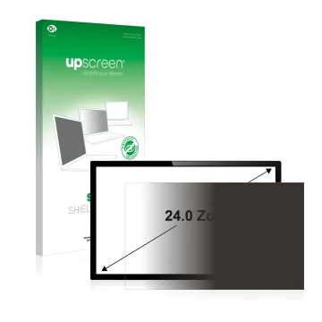 Face avant d’un emballage produit avec le logo de la marque upscreen. À côté, l’appareil est représenté avec la protection d’é