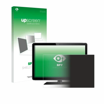 Face avant d’un emballage produit avec le logo de la marque upscreen. À côté, l’appareil est représenté avec la protection d’é