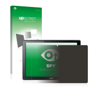 Face avant d’un emballage produit avec le logo de la marque upscreen. À côté, l’appareil Acer Switch Alpha 12 est représenté a