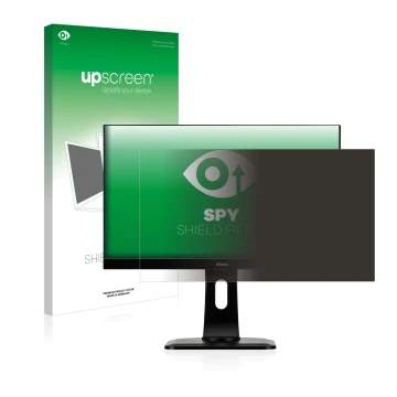 Face avant d’un emballage produit avec le logo de la marque upscreen. À côté, l’appareil Iiyama XUB2492HSU-B1 est représenté a