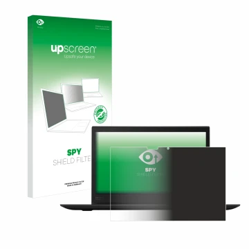 Face avant d’un emballage produit avec le logo de la marque upscreen. À côté, l’appareil Lenovo ThinkPad X1 Yoga (3ème Gen.) e