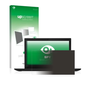 Face avant d’un emballage produit avec le logo de la marque upscreen. À côté, l’appareil Lenovo Thinkpad X280 est représenté a