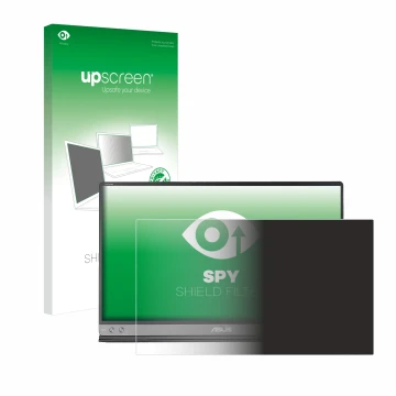 Face avant d’un emballage produit avec le logo de la marque upscreen. À côté, l’appareil ASUS ZenScreen MB16AC est représenté 