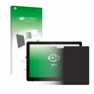 Face avant d’un emballage produit avec le logo de la marque upscreen. À côté, l’appareil Dell Latitude 7210 2-in-1 est représe