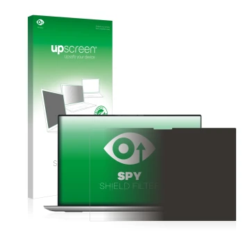 Face avant d’un emballage produit avec le logo de la marque upscreen. À côté, l’appareil Dell XPS 17 9700 touch est représenté