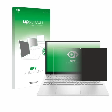 Face avant d’un emballage produit avec le logo de la marque upscreen. À côté, l’appareil HP Pavilion x360 (15-erX) est représe