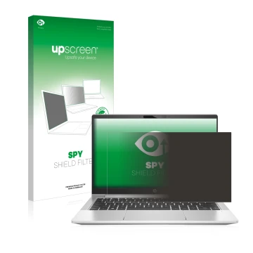Face avant d’un emballage produit avec le logo de la marque upscreen. À côté, l’appareil HP ProBooks 430 G8 est représenté ave