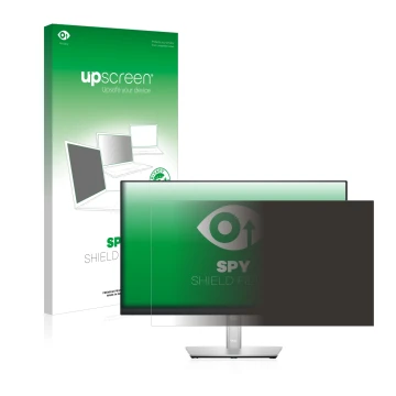 Face avant d’un emballage produit avec le logo de la marque upscreen. À côté, l’appareil Dell P2422HE est représenté avec la p
