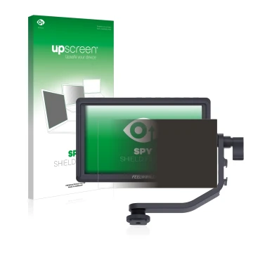 Face avant d’un emballage produit avec le logo de la marque upscreen. À côté, l’appareil Feelworld FW568 5.5