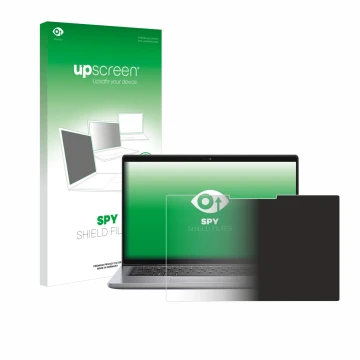 Face avant d’un emballage produit avec le logo de la marque upscreen. À côté, l’appareil Dell Latitude 7320 2-in-1 est représe