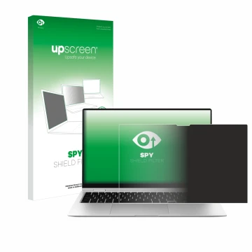 Face avant d’un emballage produit avec le logo de la marque upscreen. À côté, l’appareil Samsung Galaxy Book2 Pro 360 15.6