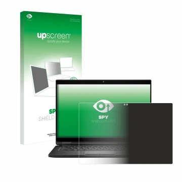 Face avant d’un emballage produit avec le logo de la marque upscreen. À côté, l’appareil Dell Latitude 7390 2-in-1 Business es