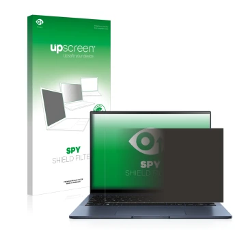 Face avant d’un emballage produit avec le logo de la marque upscreen. À côté, l’appareil ASUS ZenBook S13 OLED est représenté 