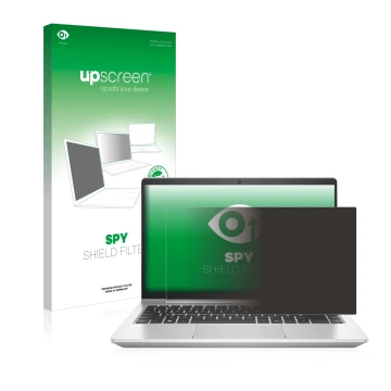 Face avant d’un emballage produit avec le logo de la marque upscreen. À côté, l’appareil HP ProBook 440 G9 est représenté avec
