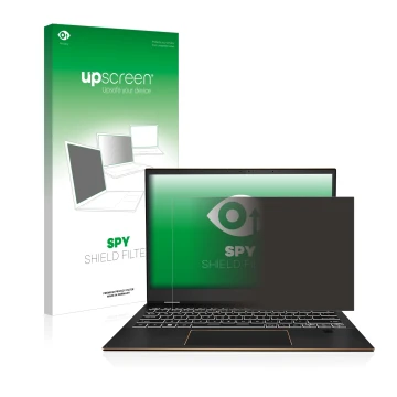 Face avant d’un emballage produit avec le logo de la marque upscreen. À côté, l’appareil MSI Summit E13 Flip Evo est représent