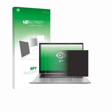 Face avant d’un emballage produit avec le logo de la marque upscreen. À côté, l’appareil HP Zbook Firefly 14 G9 est représenté