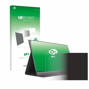 Face avant d’un emballage produit avec le logo de la marque upscreen. À côté, l’appareil Arzopa S1 Table 15.6