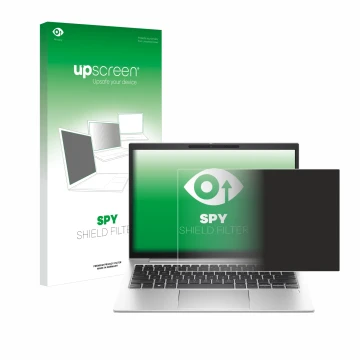 Face avant d’un emballage produit avec le logo de la marque upscreen. À côté, l’appareil HP EliteBook 835 G10 est représenté a