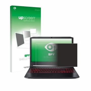 Face avant d’un emballage produit avec le logo de la marque upscreen. À côté, l’appareil Acer Nitro 5 Gaming 15,6