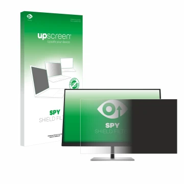 Face avant d’un emballage produit avec le logo de la marque upscreen. À côté, l’appareil HP E27q G5 est représenté avec la pro
