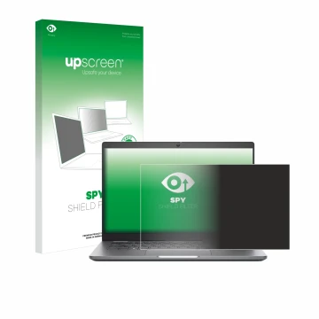 Face avant d’un emballage produit avec le logo de la marque upscreen. À côté, l’appareil Dell Latitude 5340 Laptop est représe