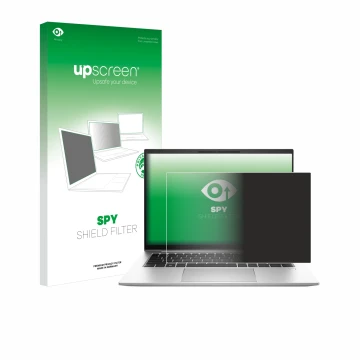 Face avant d’un emballage produit avec le logo de la marque upscreen. À côté, l’appareil HP EliteBook 845 G10 est représenté a