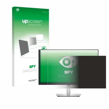 Face avant d’un emballage produit avec le logo de la marque upscreen. À côté, l’appareil Dell P2722H est représenté avec la pr