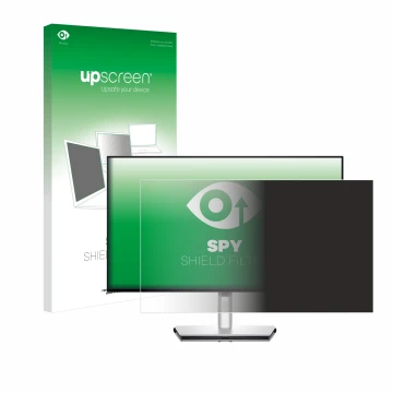 Face avant d’un emballage produit avec le logo de la marque upscreen. À côté, l’appareil Dell U2724DE est représenté avec la p