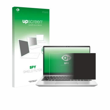 Face avant d’un emballage produit avec le logo de la marque upscreen. À côté, l’appareil HP ProBook 445 G7 est représenté avec