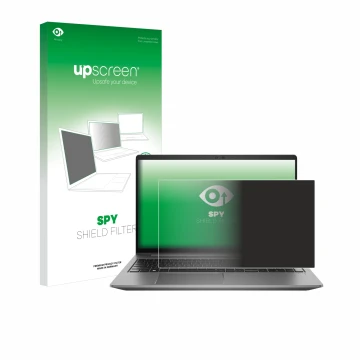 Face avant d’un emballage produit avec le logo de la marque upscreen. À côté, l’appareil HP Zbook Power 15 G10 est représenté 