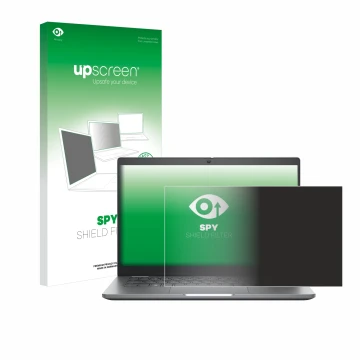 Face avant d’un emballage produit avec le logo de la marque upscreen. À côté, l’appareil Dell Latitude 5350 Laptop est représe