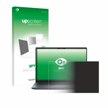 Face avant d’un emballage produit avec le logo de la marque upscreen. À côté, l’appareil Dell Latitude 7350 Laptop est représe